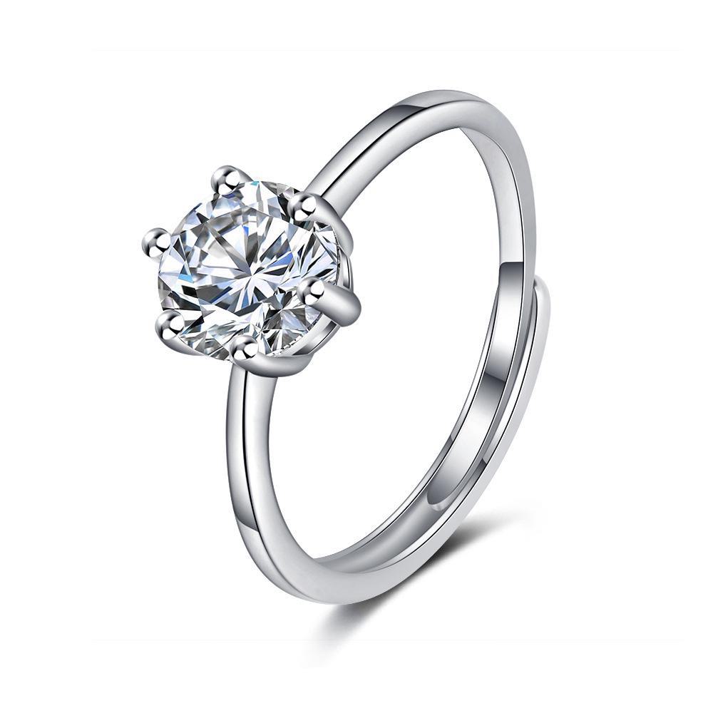 

Корейское простое модное открытое кольцо с цирконием для женщин – милый дизайн с шестью когтями Adjustable opening