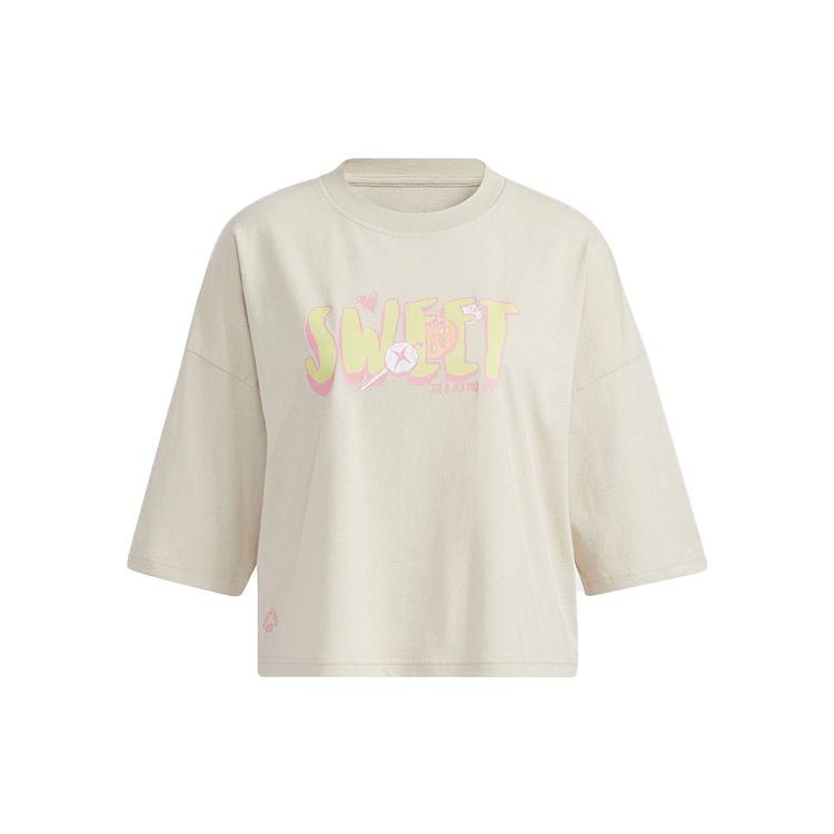 (WMNS) adidas neo May Love Tee Alphabet Printing Sports Round Neck Short Sleeve Bauxite Brown Women s H62002 M