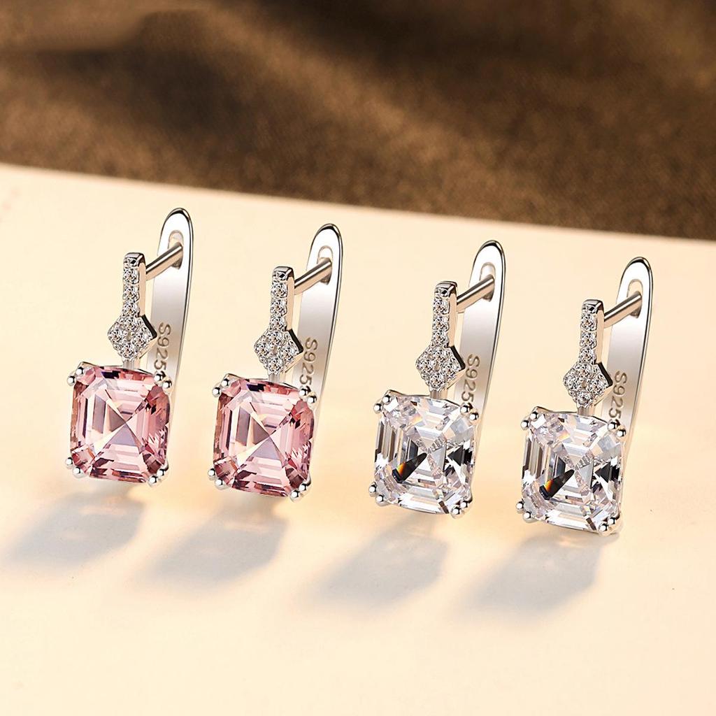 PAG&MAG S925 Sterling Silver Morganite Dangle Earrings for Women - Elegant Jewelry Hot Seller