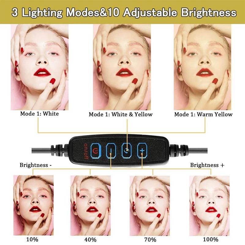 Universal Selfie Ring Light with Flexible Mobile Phone Holder Lazy Bracket Desk Lamp LED Light for Live Stream Office Kitchen