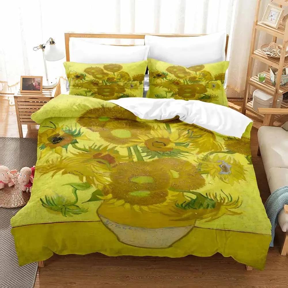 Van Gogh Young Boys Bedrom Soft Duvet Cover Single Double Ful Quen King-Sized Dimensionsd Dimensions Retro Clasic 3D Beding Set Soft Duvet Cover Bed