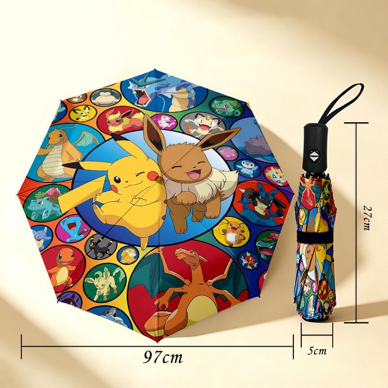 Pokmon Party 8 Ribs 3Fold Black Glue Uv Protection Umbrella Sun Protection Rainproof Compact Folding Umbrella For Travel Daily Use C923294