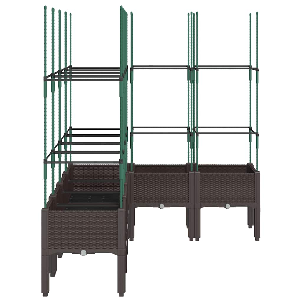 Plant Pot with Trellis Brown 160 x 120 x 142.5 cm PP