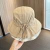 Fashion Fisherman's Hat Female Summer Thin Section Out of The Big Head Around The Sun Hat Bow Sun Hat Face Shielding Sunscreen Basin Hat
