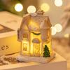 White Christmas Glowing Small House Resin Xmas House Ornament Cartoon Table Decorations  Home Decor