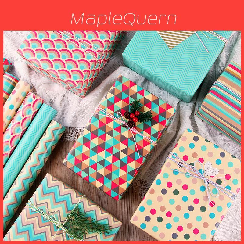Gift Wrapping Paper Set With Geometry Design For Valentines Day And Birthdays