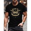 Men'S Vintage 1961 Limited Edition T-Shirt - Golden Wings & MADE IN 1961 Print, 50+ Years Authentic Retro Design, Lightweight Crew Neck Gym & Casual