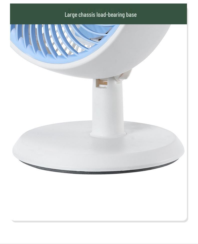 Compact Soundless Electric Desktop Fan with Large Airflow and Oscillating Head