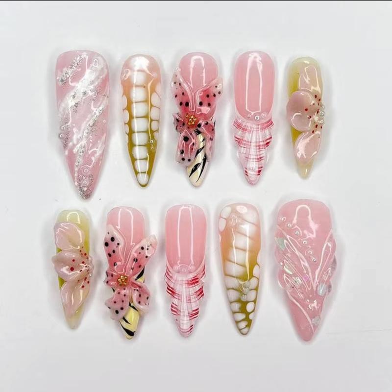 INS Hot Selling Accept Customization Duck Shape Artificial Fingernails Manicure False Nails with Glue Stickers Press on Nails