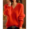 2024 Autumn/Winter Women's V-Neck Solid Color Knit Top: Multicolor Pullover Sweater