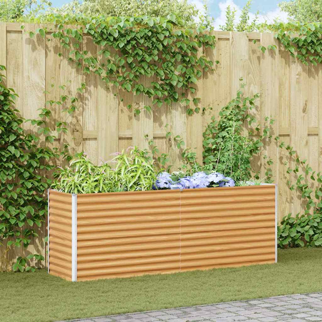 Raised Garden Bed Light Brown 195 x 50 x 68 cm Galvanized Steel