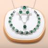 Ensembles de Bijoux Verts de Qualité Robe Tendance pour Femmes Costume de Mariage Collier et Boucles d'Oreilles Ensembles Nuptiaux Bague Ajustable