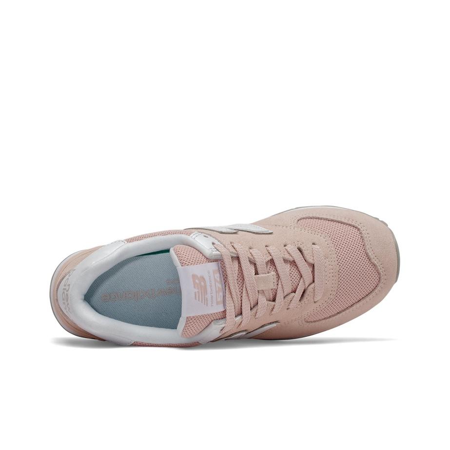 New Balance NB 574 Retro Bequeme Synthetikleder Low-Top Freizeit-Laufschuhe Damen Sneaker Rosa Weiß WL574OAB