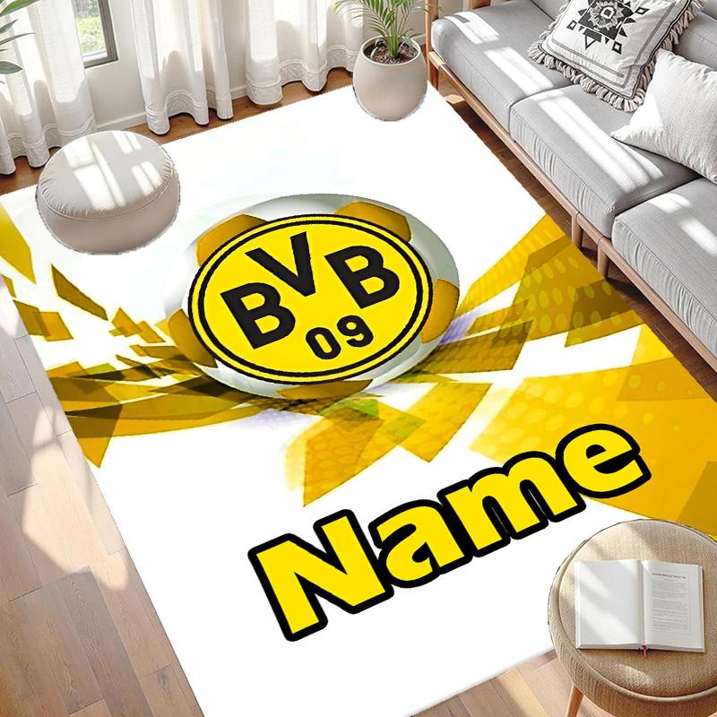 Custom Name Personalized Borussia Dortmund Print Carpet, Versatile Home Decor Rug, for Playroom, Apartment, Balcony, Entryway, Hallway Gift