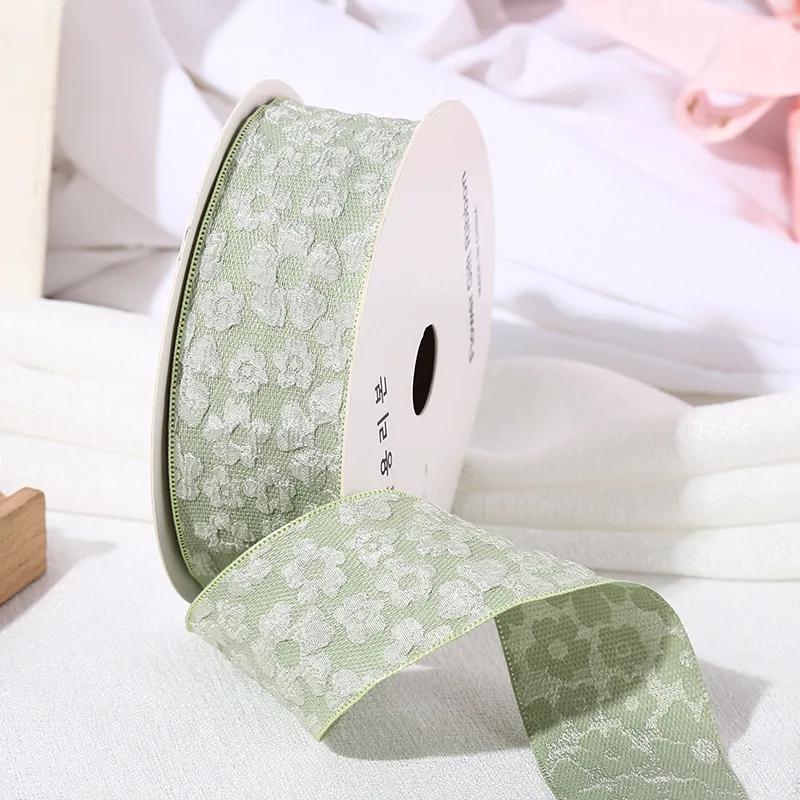 10Yards 25/40mm 3D Flower Wrinkle Embossment Ribbon DIY Accessories for Bows Bouquets Gift Wrapping Sewing Clothes Materials