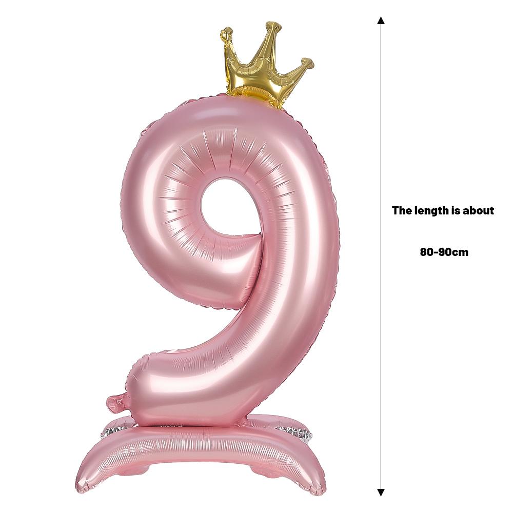 Balão digital de alumínio rosa com decoração de coroa de 42 polegadas, balão com número para decoração de festa de aniversário, suprimentos para meninas, lembrancinha de aniversário