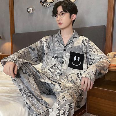 Herren Pyjama Anzug Frühling Herbst Langarm Schlafanzug Set Männlich Ethnischer Stil Loungewear