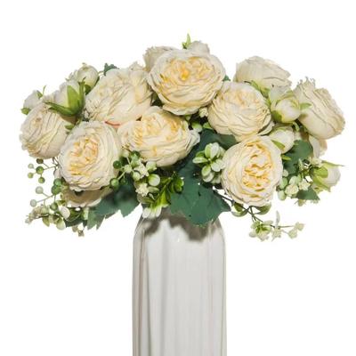 Fleurs artificielles en soie artificielle pivoines blanches utilisées pour la décoration de vase de chambre à la maison couronne de Noël bouquet de mariage accessoires de fête