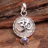 Reiki Pendant, Blue Topaz Garnet Labradorite Carnelian Silver Pendant, Om Pendant, 925 Sterling Silver Handmade Jewelry, Silver Pendant