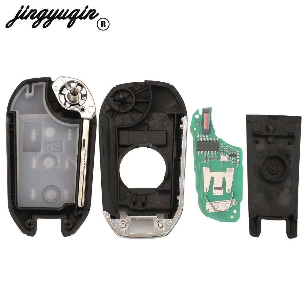 Jingyuqin Flip Remote Car Key 433MHz 4A HITAG AES Chip For Peugeot Expert 308 3008 2016+ Citroen C4 Cactus 2014- HU83 3 Buttons