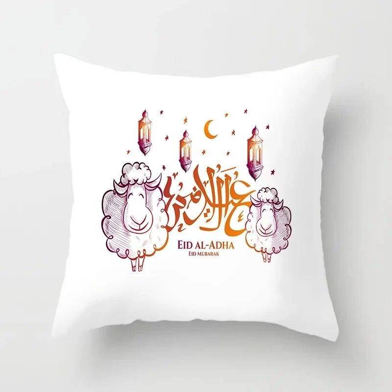 Ramadan Decorative Sheep Pillowcase Eid Mubarak Moon Mosque Cushion Cover Decorative Pillowcase Sofa Living Room Cushion