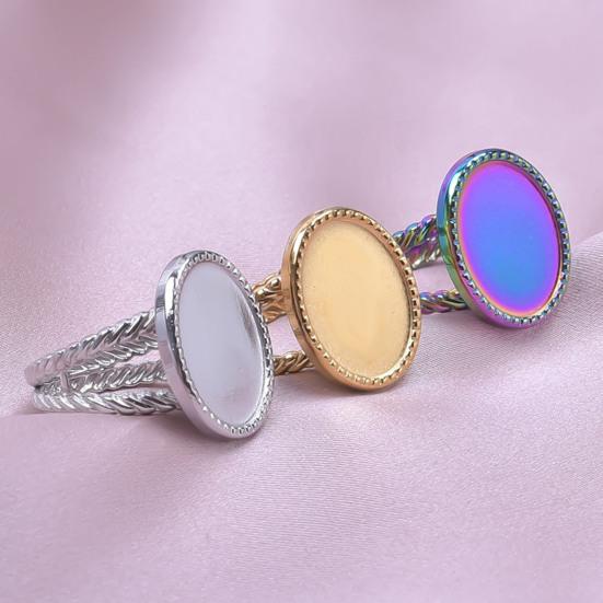 Stainless Steel Ring Base Adjustable Ring Blank Cabochon Ring Blank Base Flat Bezel