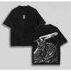 Berserk Guts (Black Swordsman) & Brand of Sacrifice Vintage Washed Double-Sided Anime T-Shirt, Unisex Dark Fantasy Manga Fan Streetwear Tee