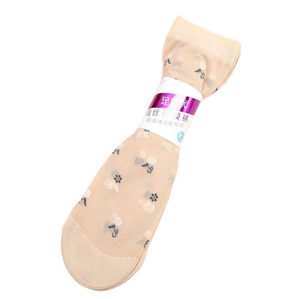 10Pairs Ultra-thin Crystal Silk Tube Socks Flower Silk Sheer Socks Women Invisible Socks  Summer
