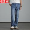 Hengyuanxiang Men's Thin Linen Blend Relaxed Straight Jeans