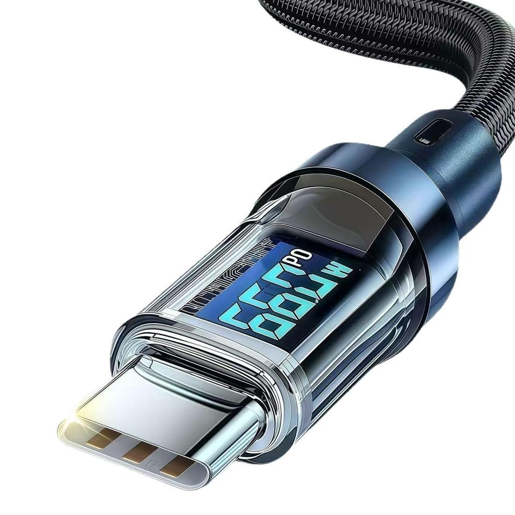 120W Type-C Fast Charging Cable with Smart Display for Huawei, Honor, Android, and Apple 15/16