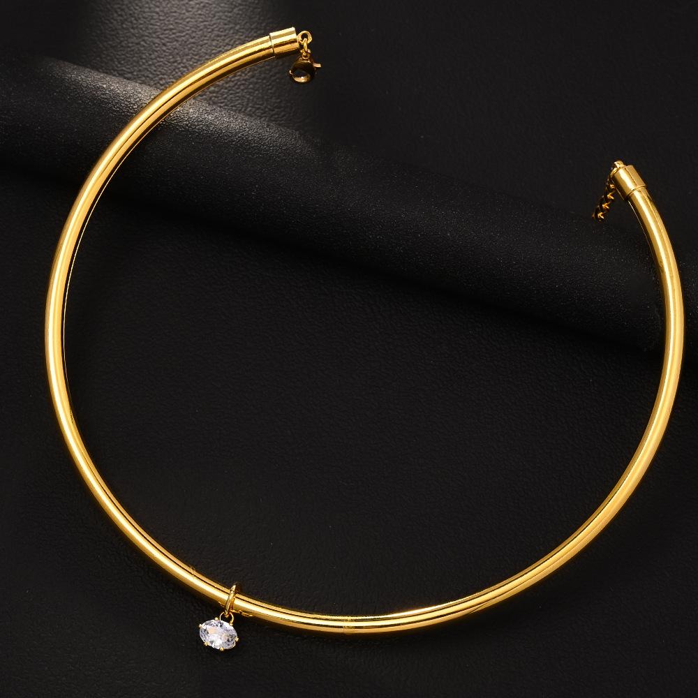 Water Drop Collar Personalized Gold Ring Shape Adjustable Collar Temperament Versatile Style Necklace