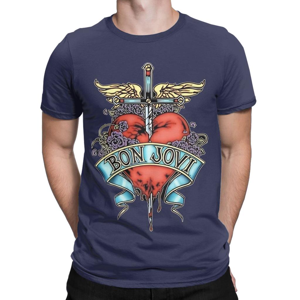Men's Bon Jovi jon bon jovi  T Shirt  Cotton Tops Novelty Short Sleeve Round Collar Tee Shirt 6XL T-Shirt