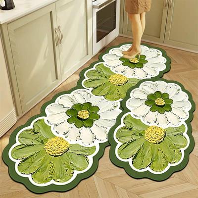 Pittura a Olio Fiore Cucina Tappeto da Pavimento Assorbente l'Olio e Resistente allo Sporco Bagno Toilette Assorbente Antiscivolo Tappeto da Pavimento