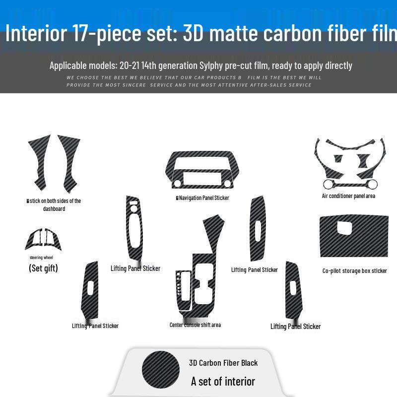 Sylphy 14th Gen Carbon Fiber Interior Trim Sticker for Console and Gear Shift (2020-2022 Models)