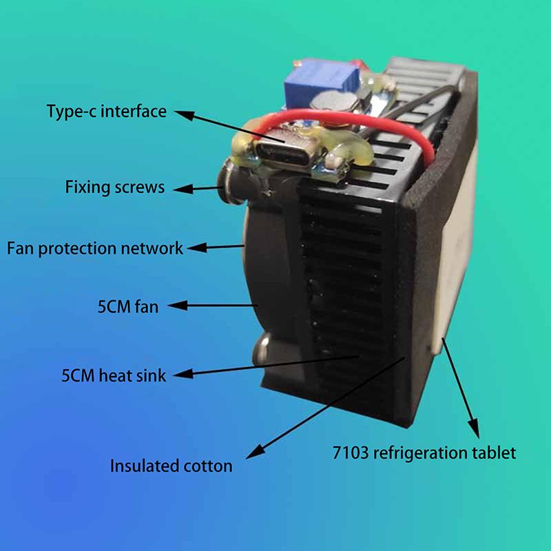 1Pc Metal TEC1-7103 Semiconductor Refrigeration Chip 5V DIY Phone Cooler Thermoelectric Cooler Peltier Elemente Module 50x50MM