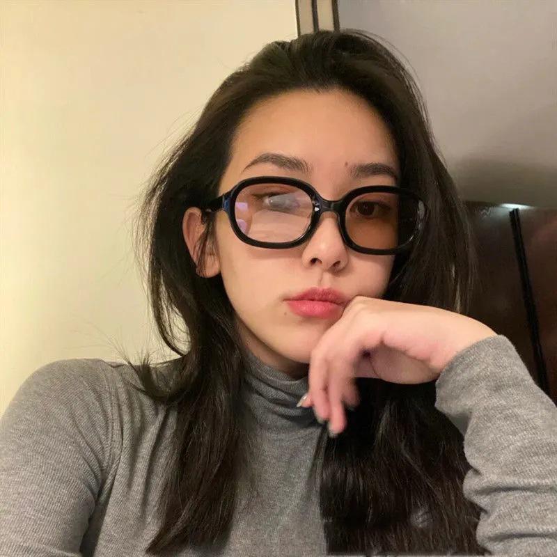 New Fashion Vintage Sunglasses Women Brand Designer Retro Rectangle Sun Glasses Female Ins Popular ellipse Square Eyewear