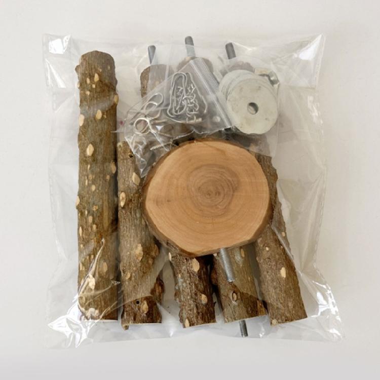4PCS Wooden Parrot Perch Set With Swing And Climbing Chewing Resting Toy For Small to Large Bird Exercise