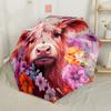 Retrato de Vaca Floral Paraguas Automático Plegable Portátil con 8 Varillas Plástico y Hierro Duraderos Uso en Todas las Estaciones Amantes de la Moda