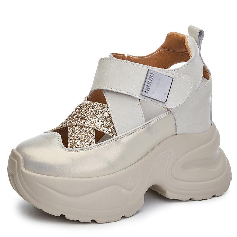 

Inner height increase 1 new breathable dad shoes platform sandals small sports and leisure shoes A 34 серебряный