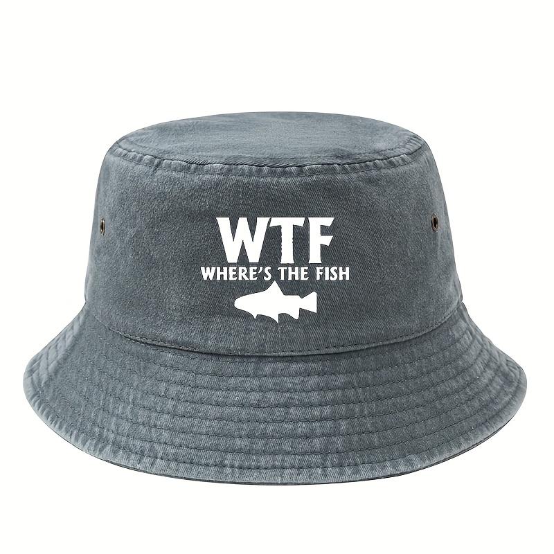 Male and Female Outdoor Fishing Fisherman Hat WHERE'S THE FISH Print, Lightweight Sun Hat, Camping Leisure Bucket Hat.
