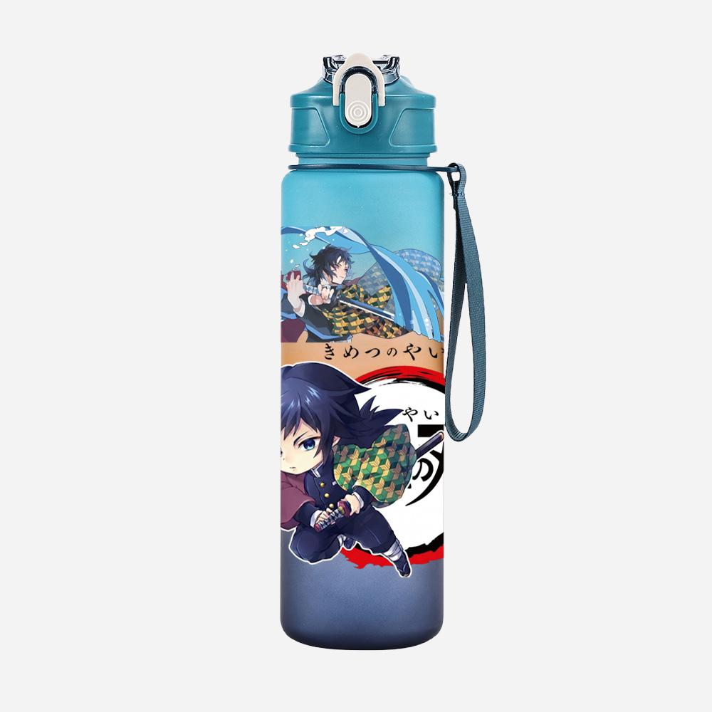 Anime Demon Slayer Aufdruck Wasserbecher Dämonenjäger Große Kapazität Outdoor Tragbar Blaue Trinkflasche für Jungen Mädchen Geschenk