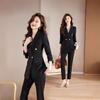Veste de costume noire professionnelle pour femmes européennes et américaines - Manches longues, Printemps/Automne, Style étudiant, Vêtement de travail à tempérament