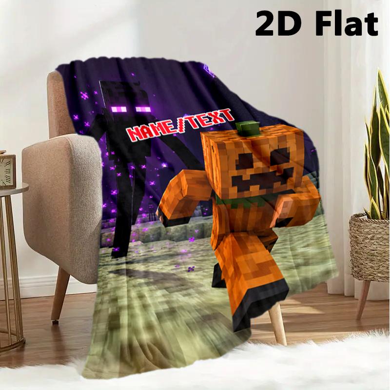Custom name/text Minecraft Steve Mystery Cube Blanket Suitable All Seasons Soft Comfortable Office Blanket Holiday Birthday Gift Blanket Soft Comforta