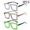 Two Dimensional Flat Lens Ins Square Anti-blue Glasses Frame Personality Trend Glasses