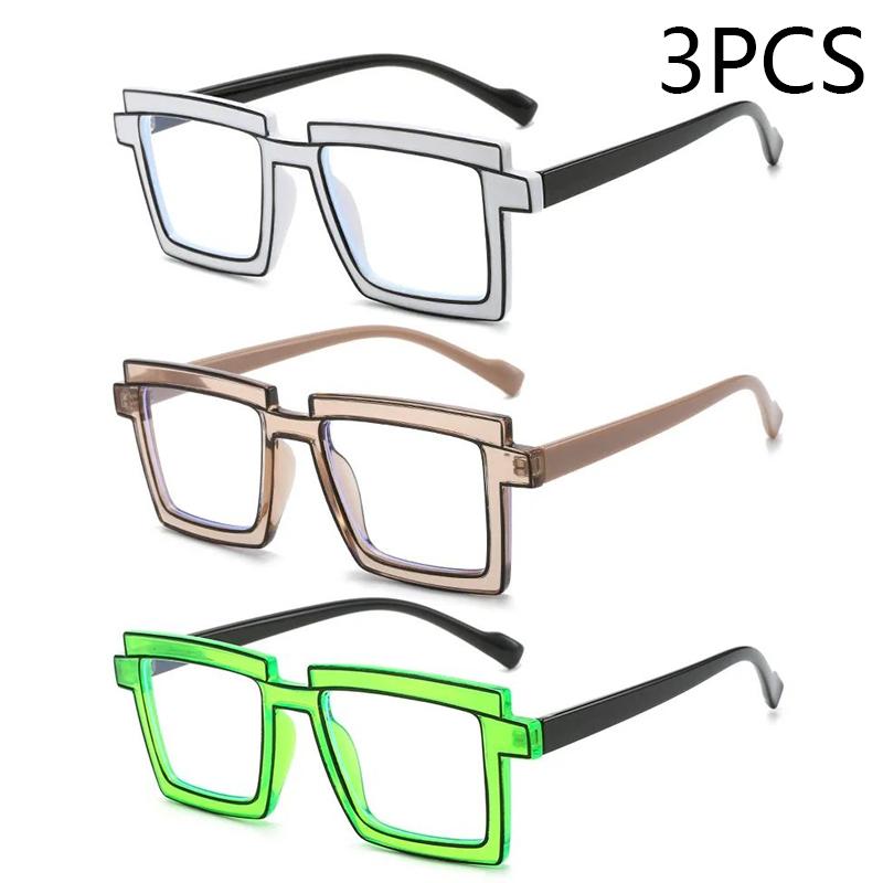 Two Dimensional Flat Lens Ins Square Anti-blue Glasses Frame Personality Trend Glasses