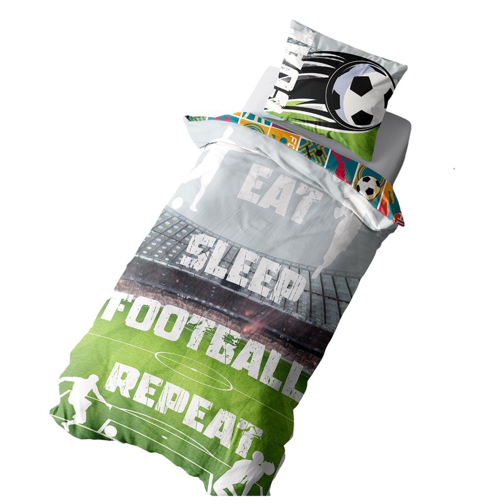 K Collection Its Coming Home Eat Sleep Football Repeat Panel Duvet Set
