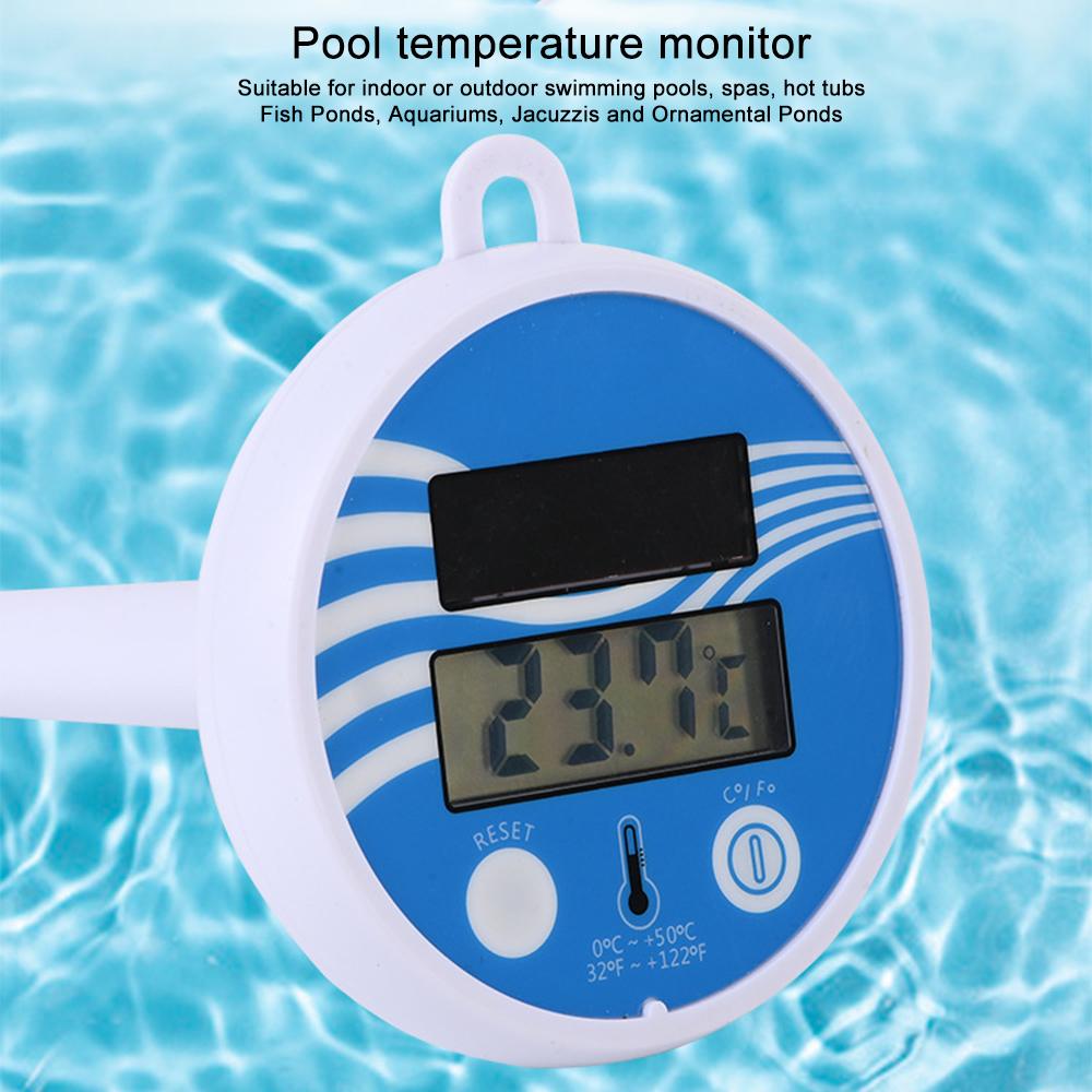 Digital Floating Pool Thermometer Solar Power Waterproof Thermometer LCD Digital Display Pool Temperature Measurement Device