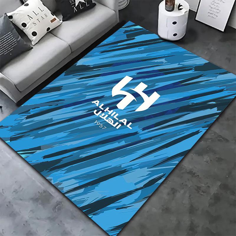 Tappeto Al-Hilal Saudi FC per Soggiorno Camera da Letto Casa Decorazione Divano, Tappetino Antiscivolo per Giochi Bambini