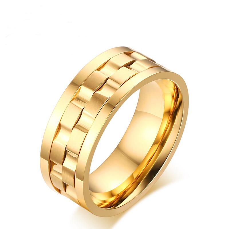 

Мужские вращающиеся кольца из титановой стали Мужское кольцо с личностью Кольцо с черепом из титановой стали 8 золотой