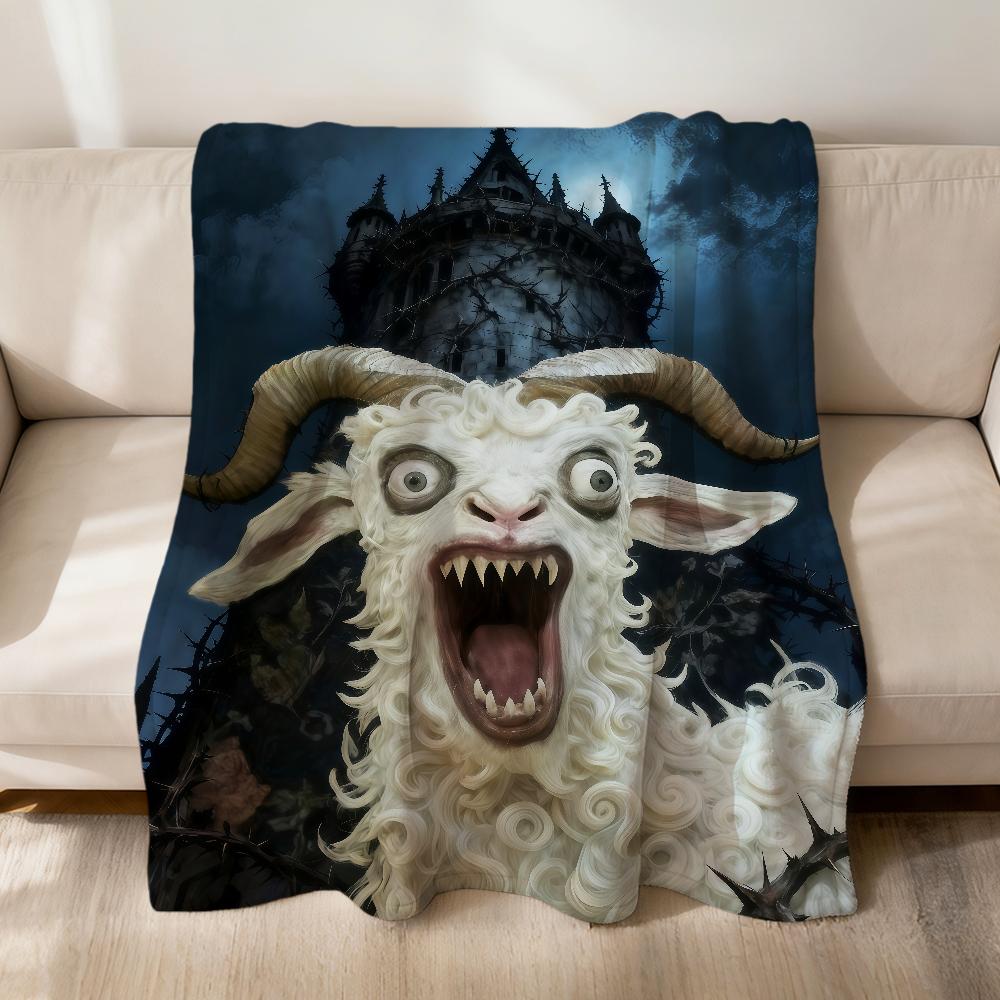 Alternative Gothic Spooky Goat Face art soft warm plush blanket dormitory sofa living room hogar bedroom gift nap home Flannel